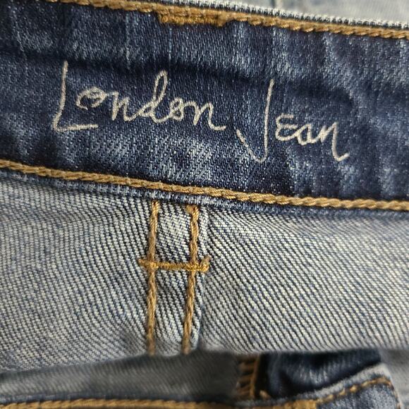 London Jean Womens Size 8 Blue Jean/Denim Mini Skirt Distressed Stretch‎ Y2K - Picture 9 of 11